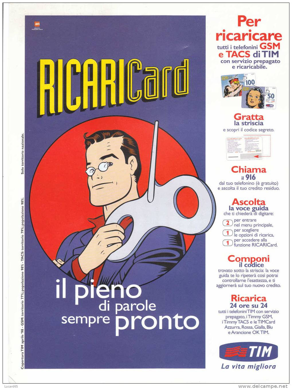 BROCHURE /  LOCANDINA TIM RICARICARD EDIZIONE LUGLIO 1998 - Zubehör