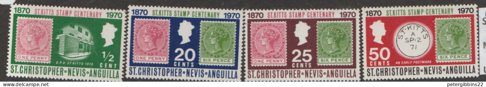 St Christopher Nevis And Anguilla  1970[  SG 229-31  Stamp Centenary  Unmounted Mint - St.Christopher-Nevis-Anguilla (...-1980)