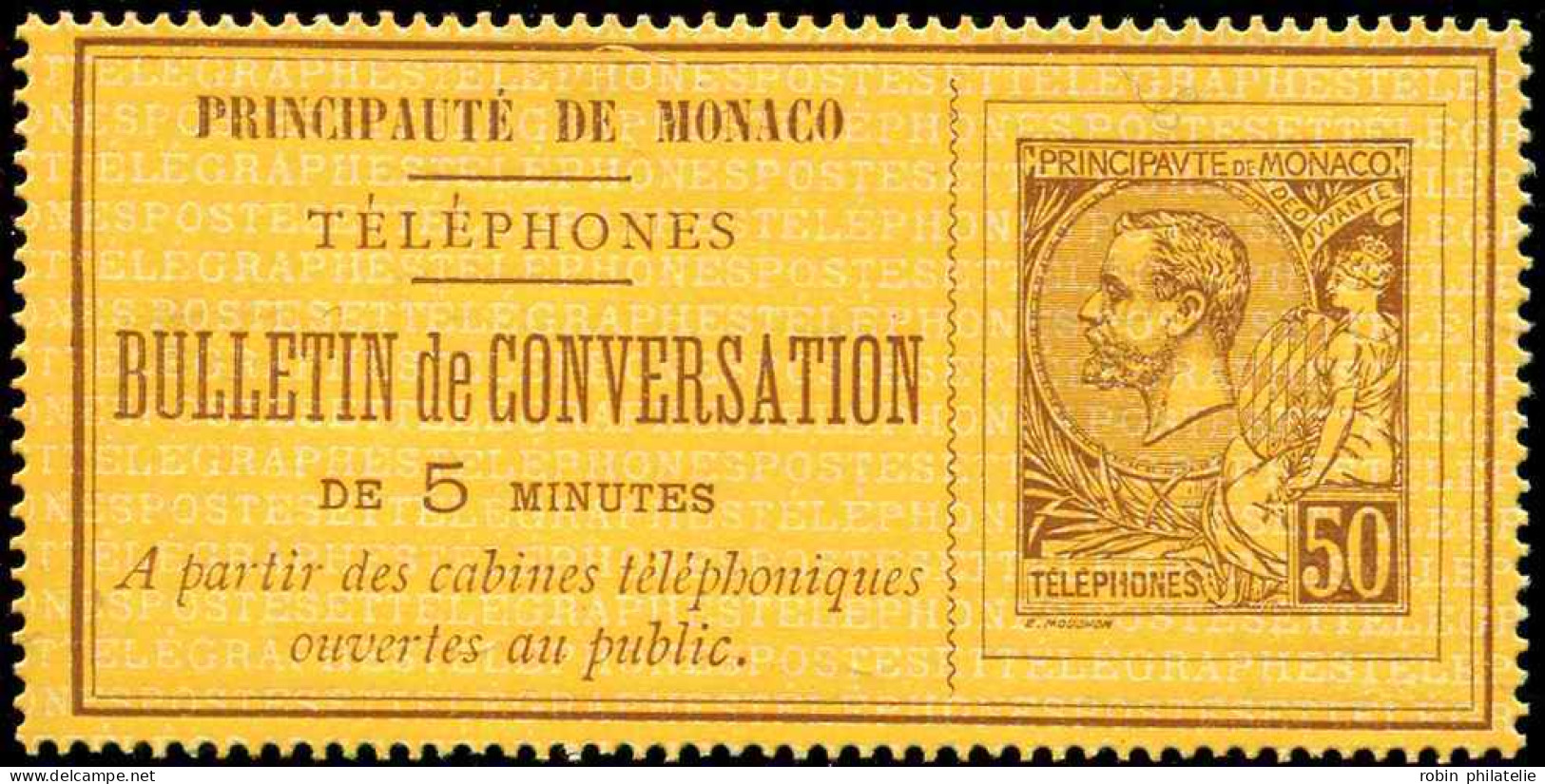 Monaco Téléphone N°1 50c Brun Sur Jaune Qualité: - Telefoonzegels