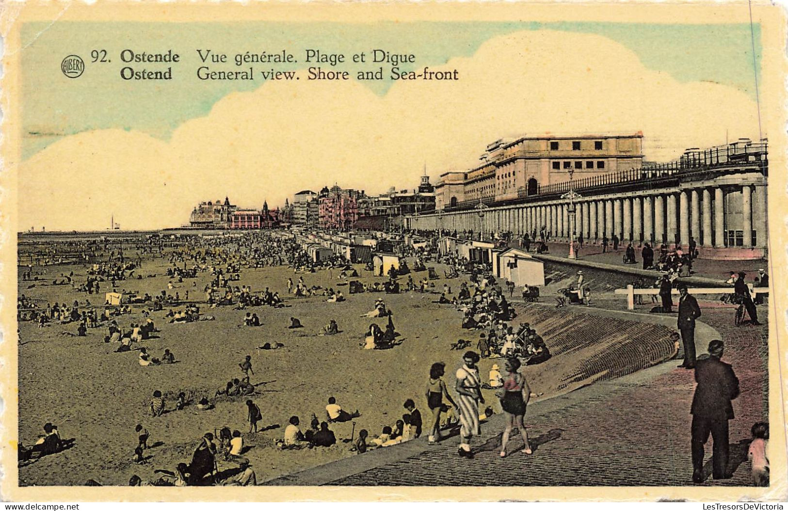 BELGIQUE - Oostende - Vue Générale - Plage Et Digue - Colorisé - Animé - Carte Postale Ancienne - Oostende