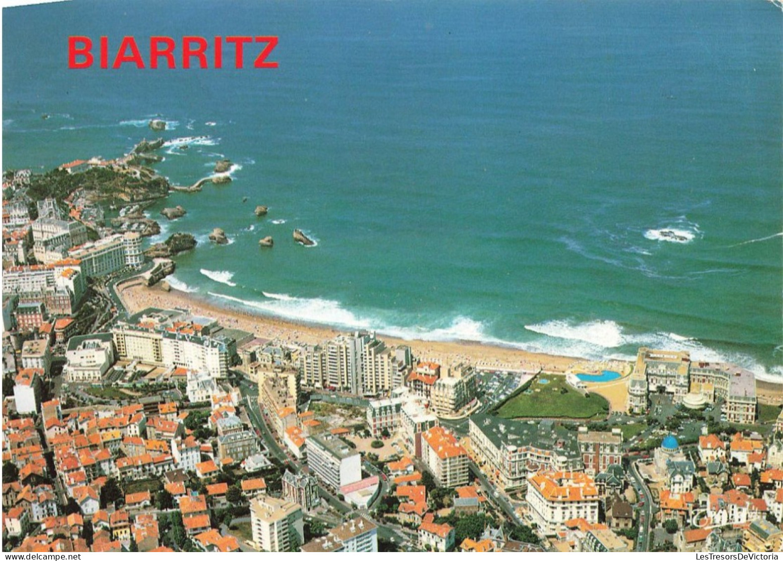 FRANCE - Biarritz - Vue Aérienne - L'hôtel Du Palais - La Grande Plage - Colorisé - Carte Postale - Biarritz