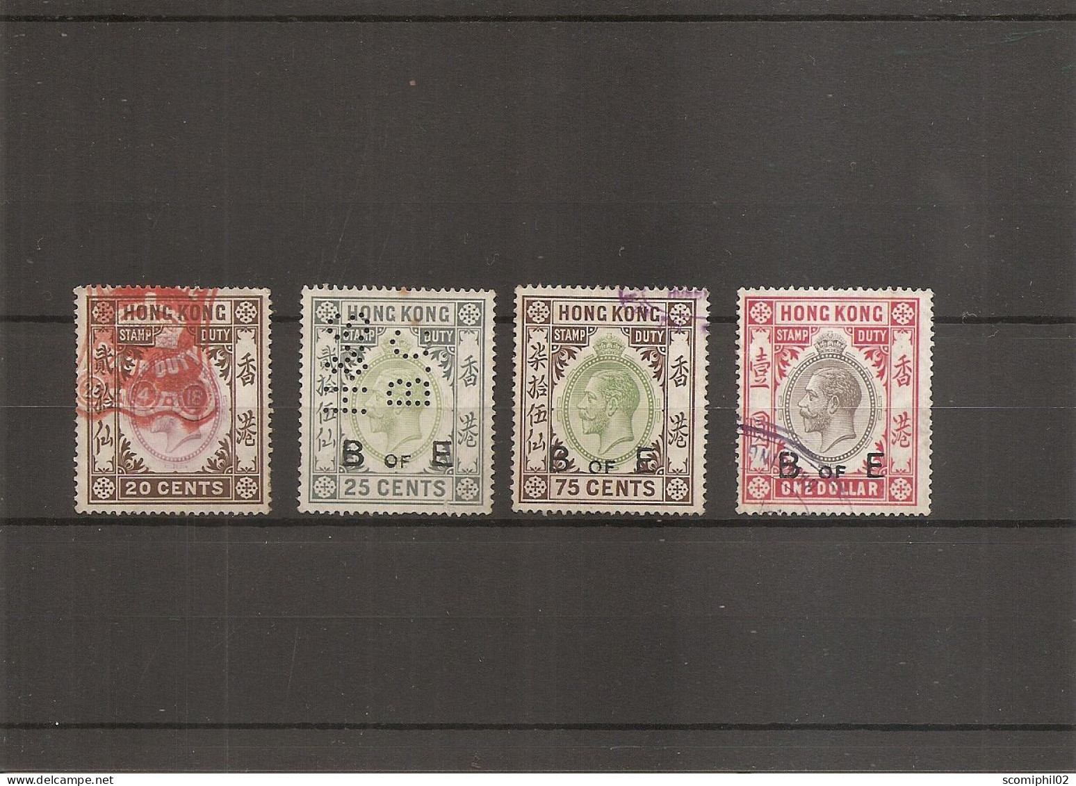 Hong-Kong  ( Lot De 4 Timbres Fiscaux-postaux Différents Oblitérés  ) - Stempelmarke Als Postmarke Verwendet