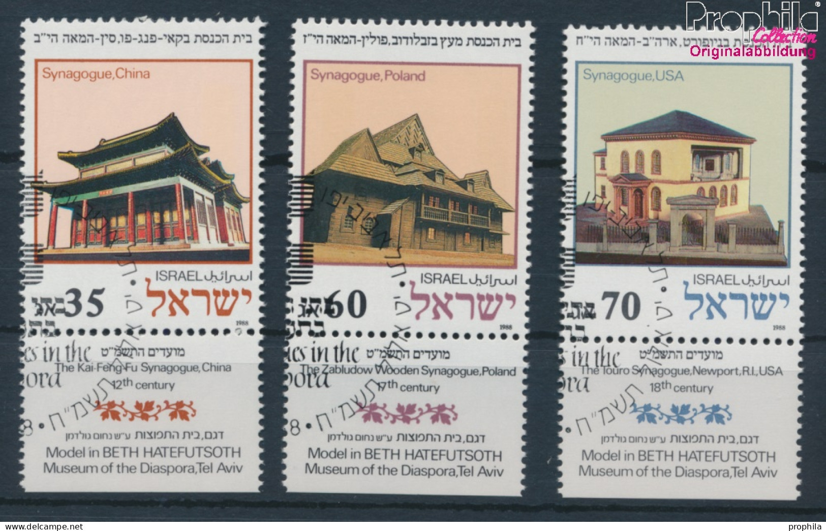 Israel 1105-1107 Mit Tab (kompl.Ausg.) Gestempelt 1988 Jüdische Festtage: Synagogen (10253532 - Used Stamps (with Tabs)