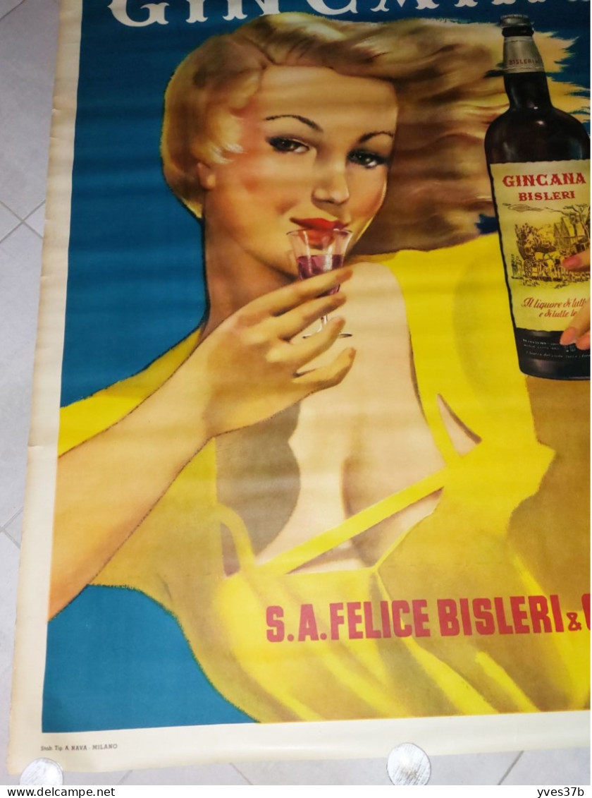 Affiche Vintage Originale GINCANA ITALIE BOISSON APÉRITIF 1951- 100x140 - TTB - Publicités