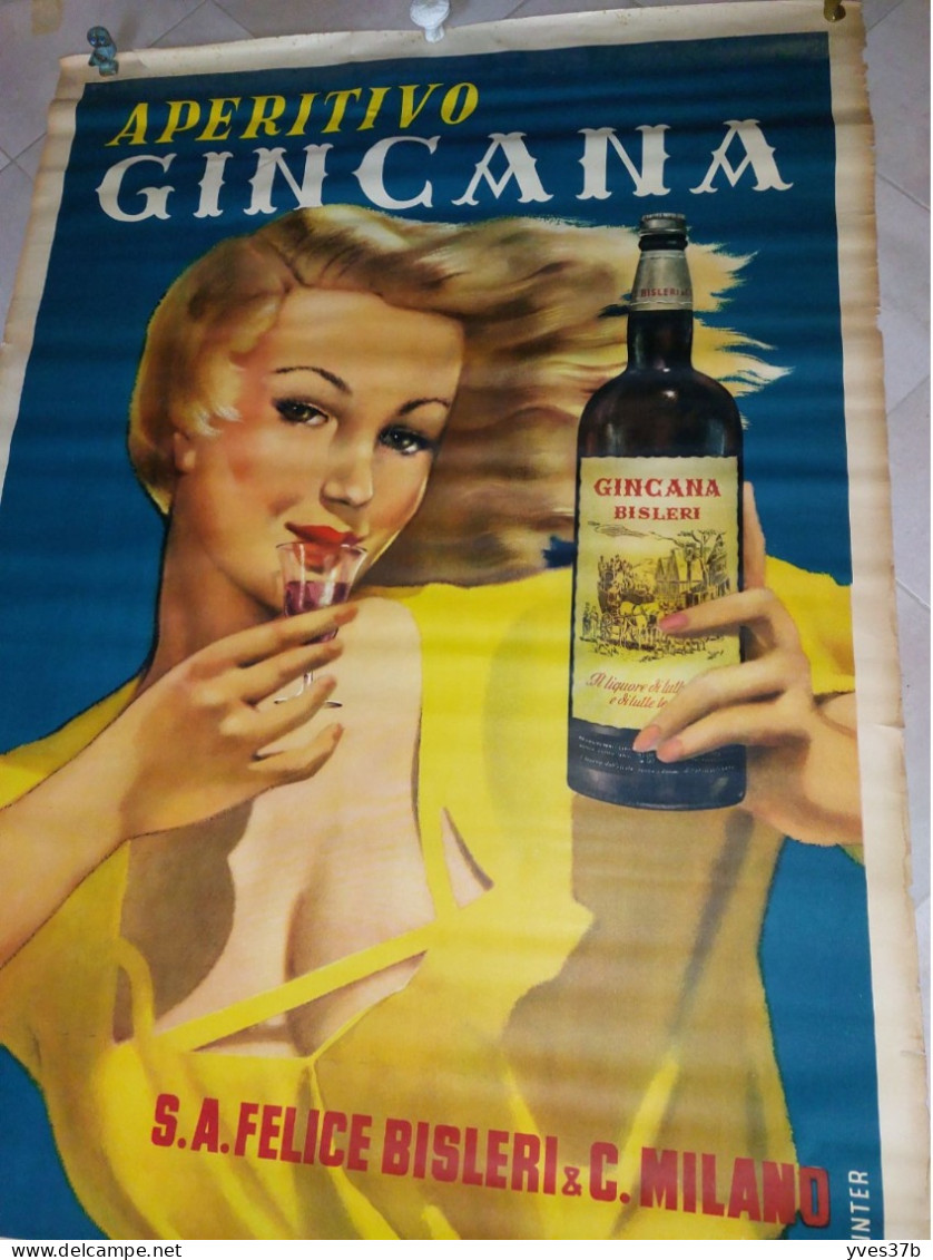 Affiche Vintage Originale GINCANA ITALIE BOISSON APÉRITIF 1951- 100x140 - TTB - Publicités