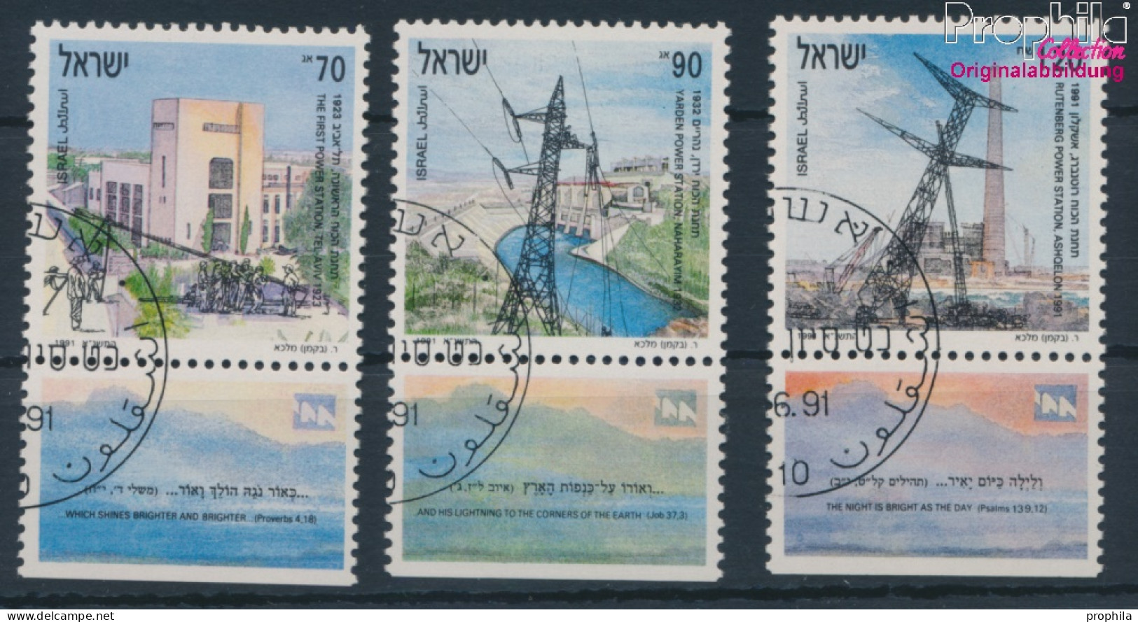 Israel 1192-1194 Mit Tab (kompl.Ausg.) Gestempelt 1991 Elektrizitätserzeugung (10253490 - Gebraucht (mit Tabs)