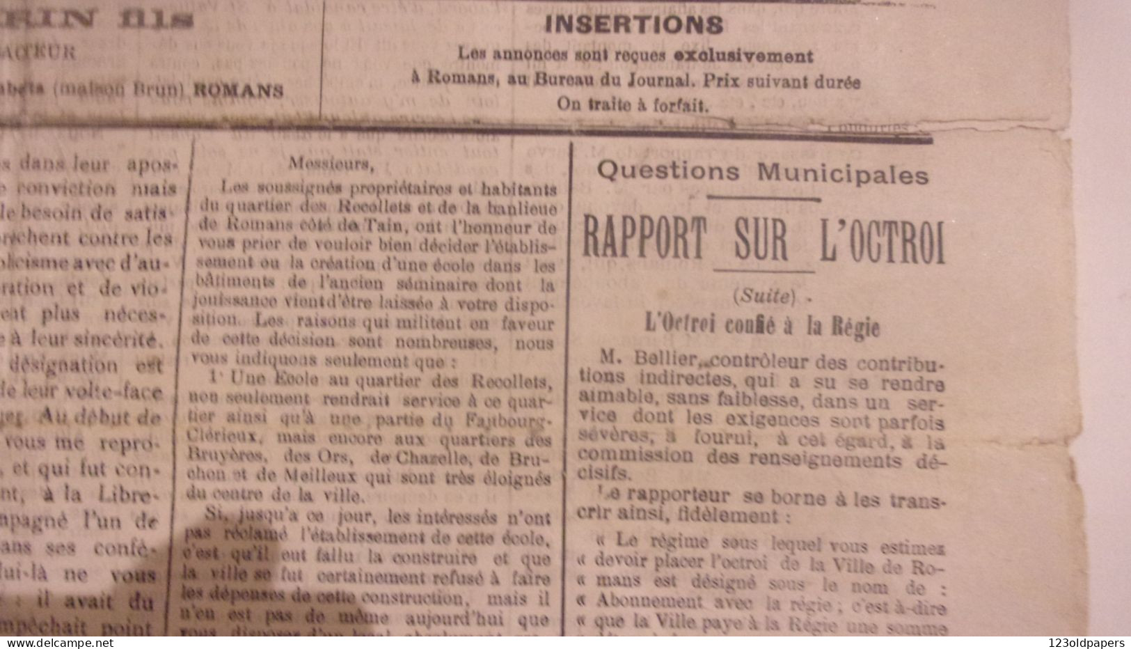 RARE JOURNAL ROMANS SUR ISERE  1907 26 OCTOBRE LE BONHOMME JACQUEMART PUB SUR ROMANS LION PEUGEOT AUTOMOBILES..