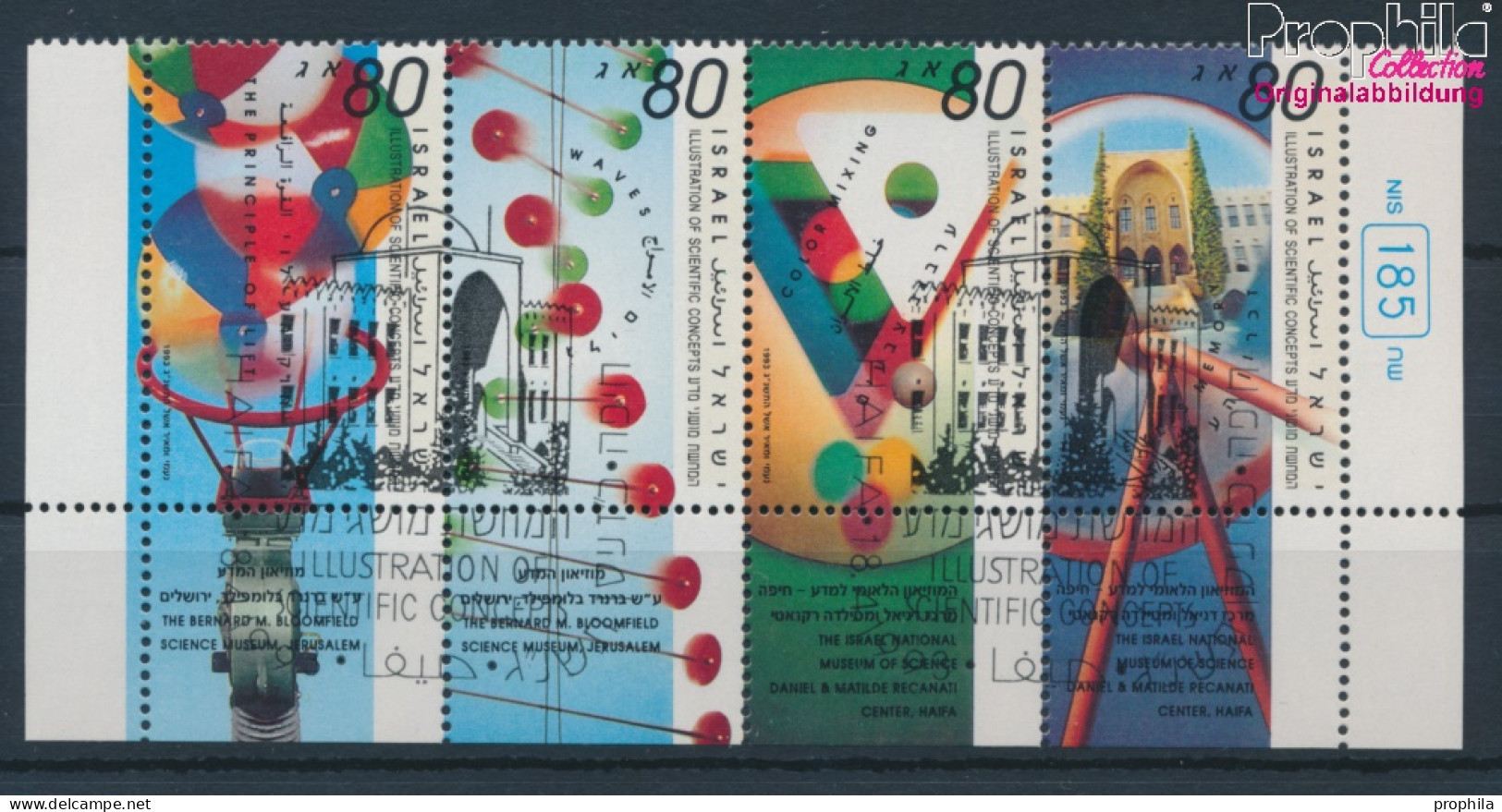 Israel 1262-1265 Mit Tab (kompl.Ausg.) Viererstreifen Gestempelt 1993 Physikalische Gesetze (10253447 - Used Stamps (with Tabs)