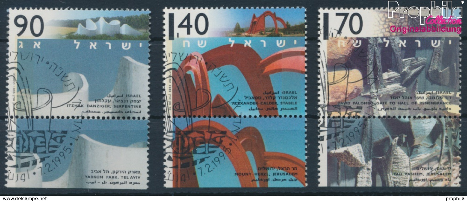 Israel 1321-1323 Mit Tab (kompl.Ausg.) Gestempelt 1995 Monumentalskulpturen (10253412 - Usati (con Tab)