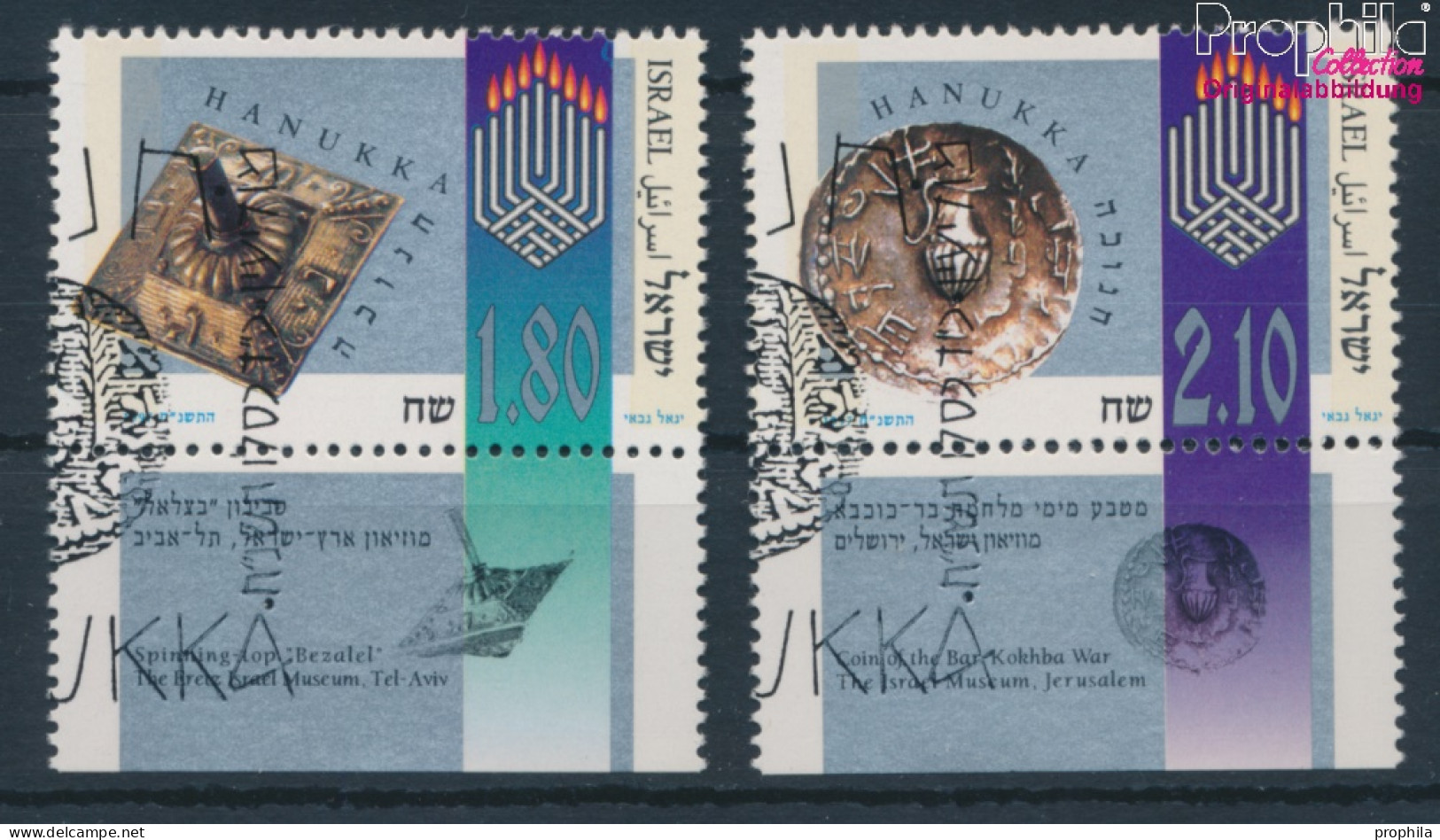 Israel 1444-1445 Mit Tab (kompl.Ausg.) Gestempelt 1997 Chanukka (10253351 - Gebraucht (mit Tabs)