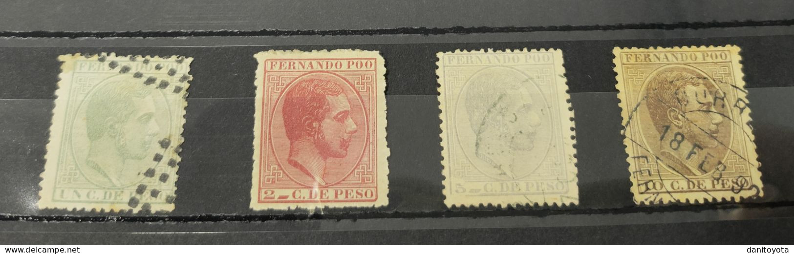 FERNANDO POO.  EDIFIL 5/8 US.  ALFONSO XII.  VALOR DE CATALOGO 70 € - Fernando Poo