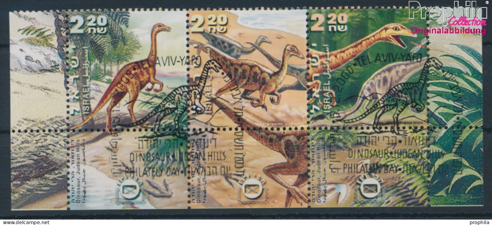 Israel 1576-1578 Mit Tab (kompl.Ausg.) Dreierstreifen Gestempelt 2000 Struthiomimus (10253289 - Oblitérés (avec Tabs)