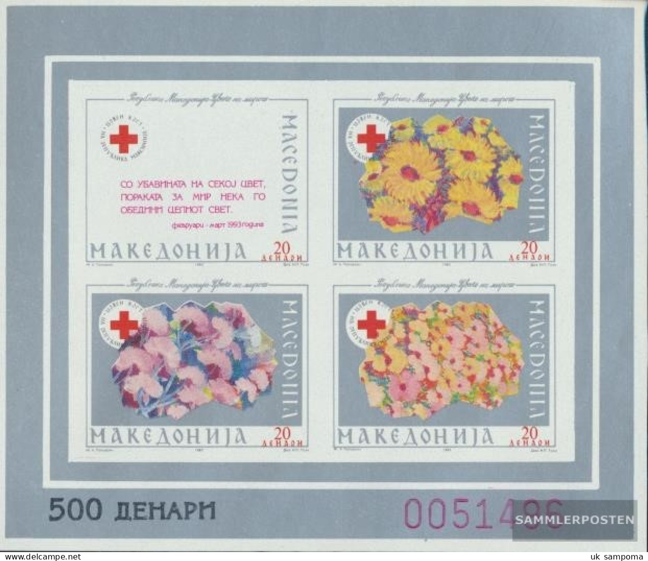 Makedonien Z Miniature Sheet 6B (complete Issue) Zwangszuschlagsmarken Unmounted Mint / Never Hinged 1993 Red Cross - Macedonia