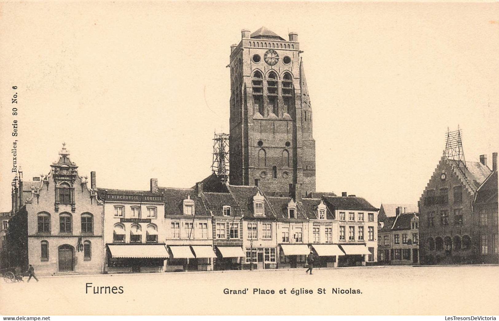 BELGIQUE - Furnes - Grand'Place Et église Saint Nicolas - Carte Postale Ancienne - Andere & Zonder Classificatie