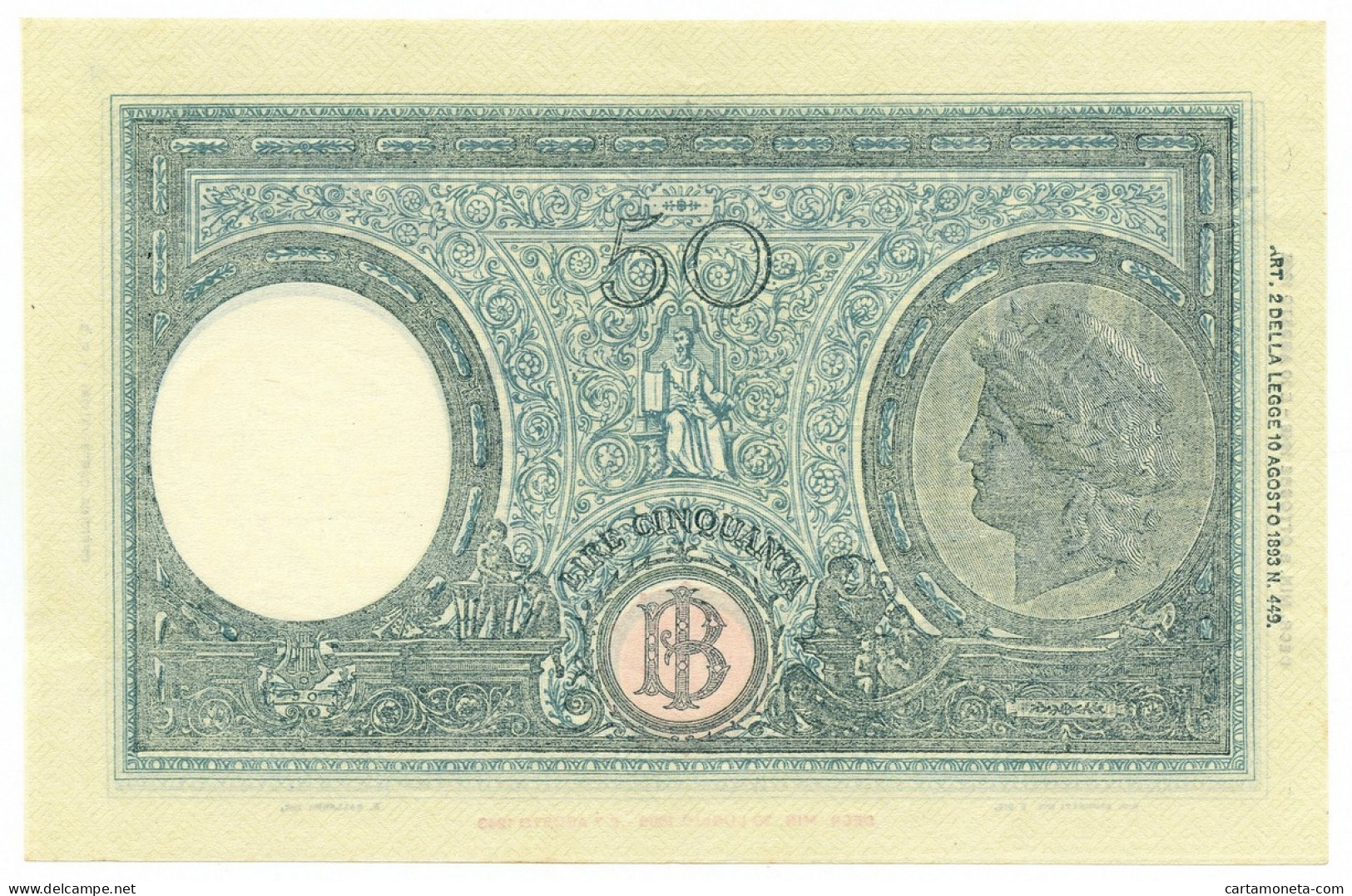 50 LIRE BARBETTI GRANDE L SENZA MATRICE BI RSI 08/10/1943 QFDS - Regno D'Italia - Altri