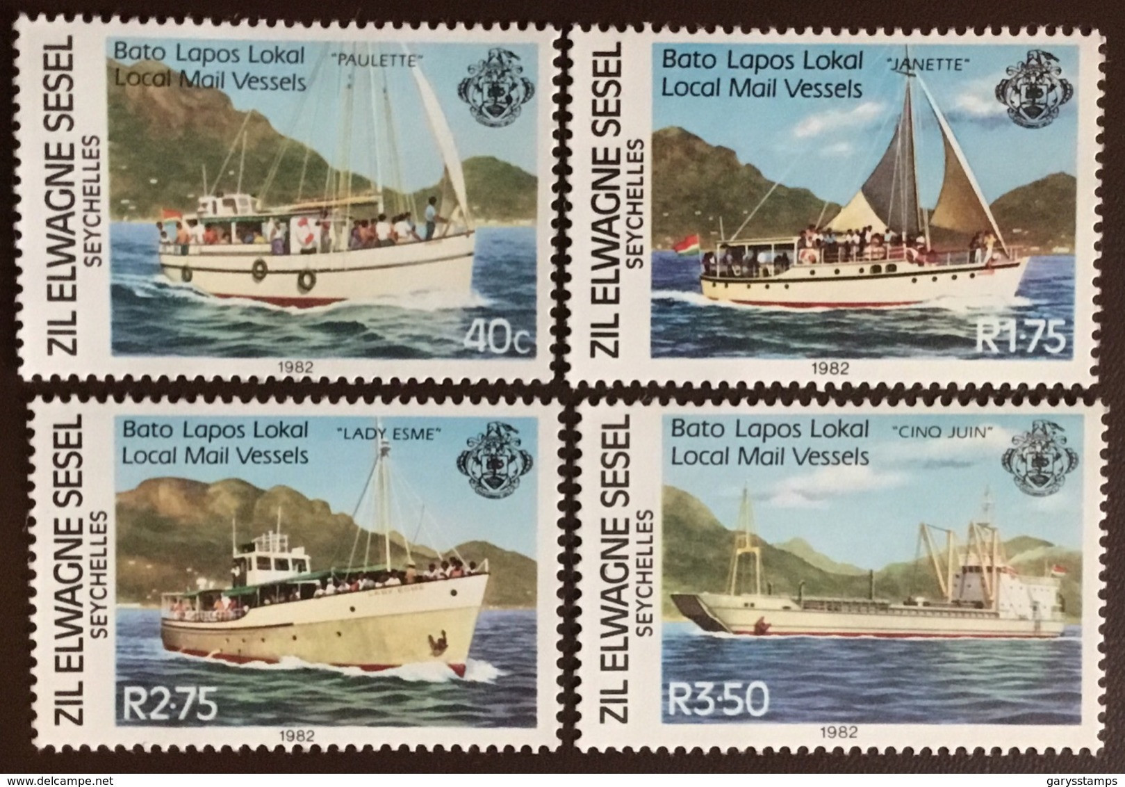 Seychelles Zil Elwagne Sesel 1982 Local Mail Vessels Ships MNH - Seychelles (1976-...)