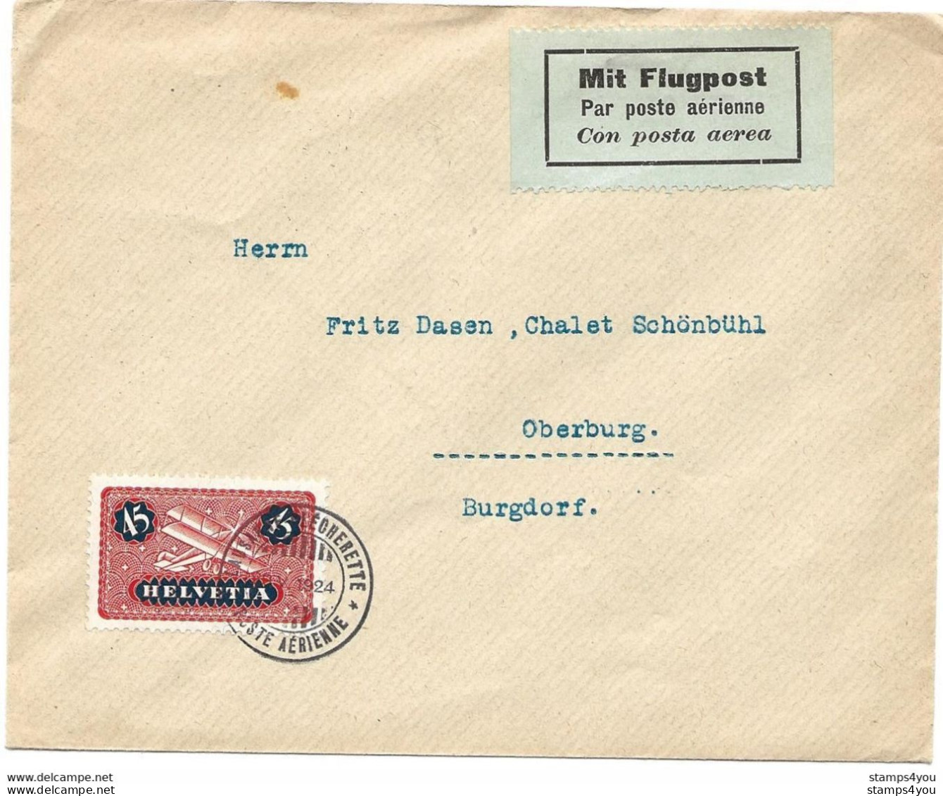 13 - 73 - Enveloppe "meeting Aviation Lausanne Blécherette 1924" - Other & Unclassified