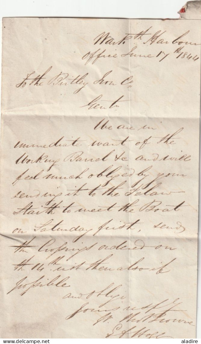 1844 - Lettre Pliée De ALNWICK, Angleterre Vers CHESTER LE STREET (Co Durham) - 1 Penny Red - Transit And Arrival Stamps - Covers & Documents