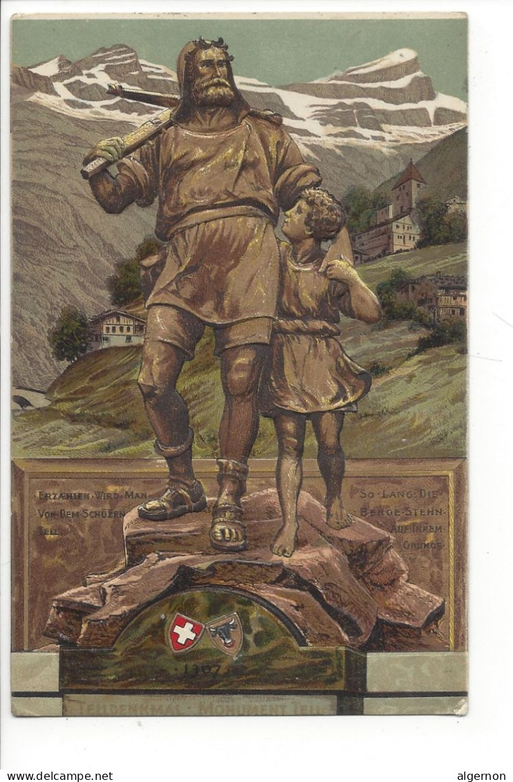 31779 - Telldenkmal Monument TELL Carte En Relief Et Dorée 1912 - Altdorf