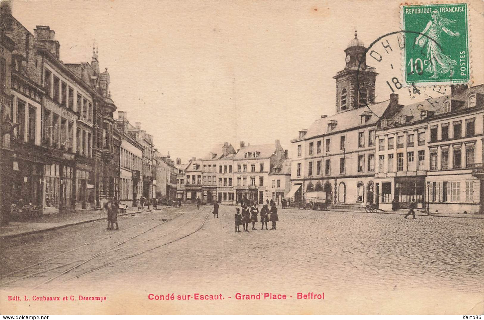 Condé Sur Escaut * La Grand Place Et Le Beffroi * Rails - Conde Sur Escaut