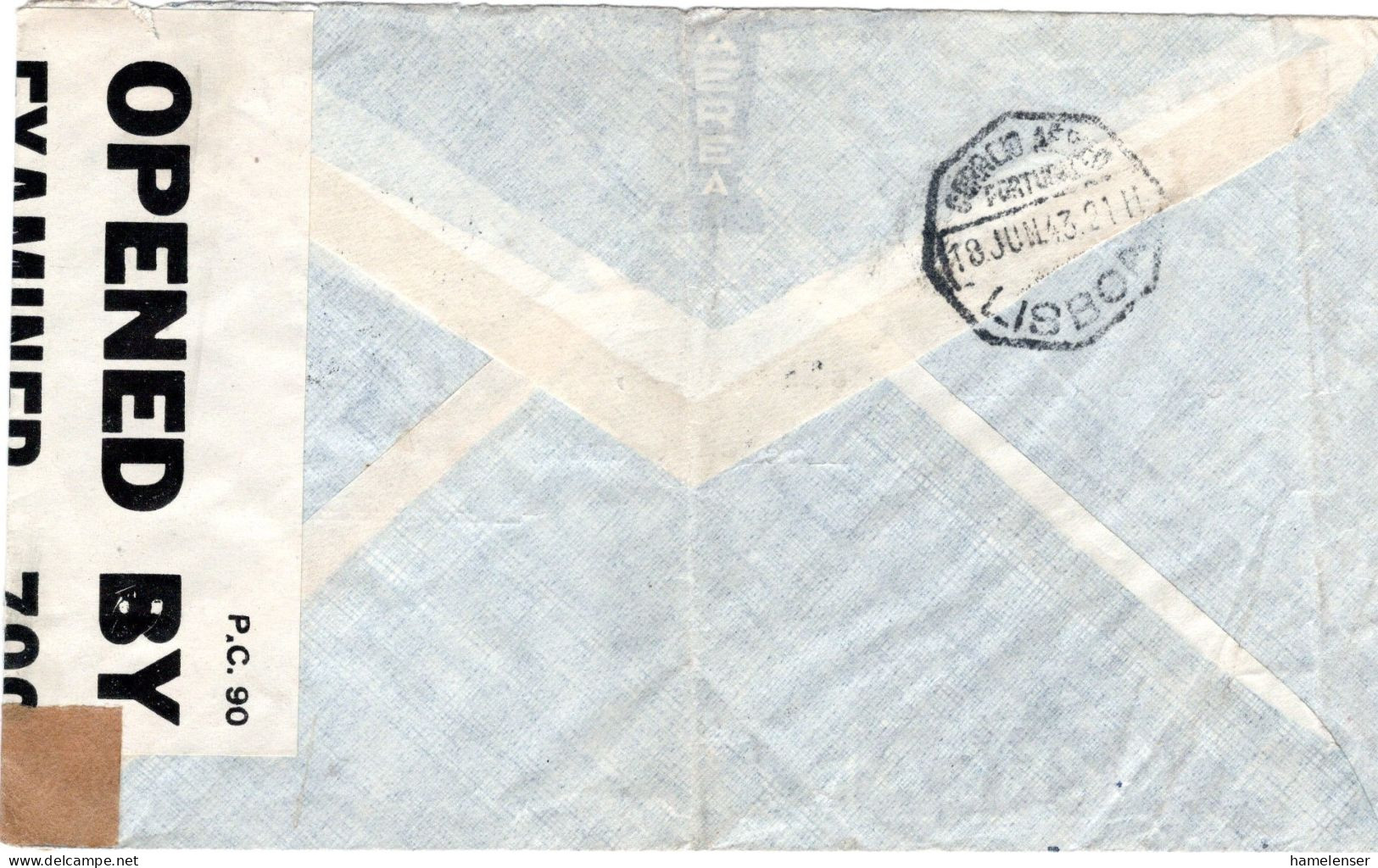 71720 - Portugal - 1943 - 2@1$75 Lusiaden A LpBf SILVES -> LISBOA -> Grossbritannien, M Brit Zensur - Lettres & Documents