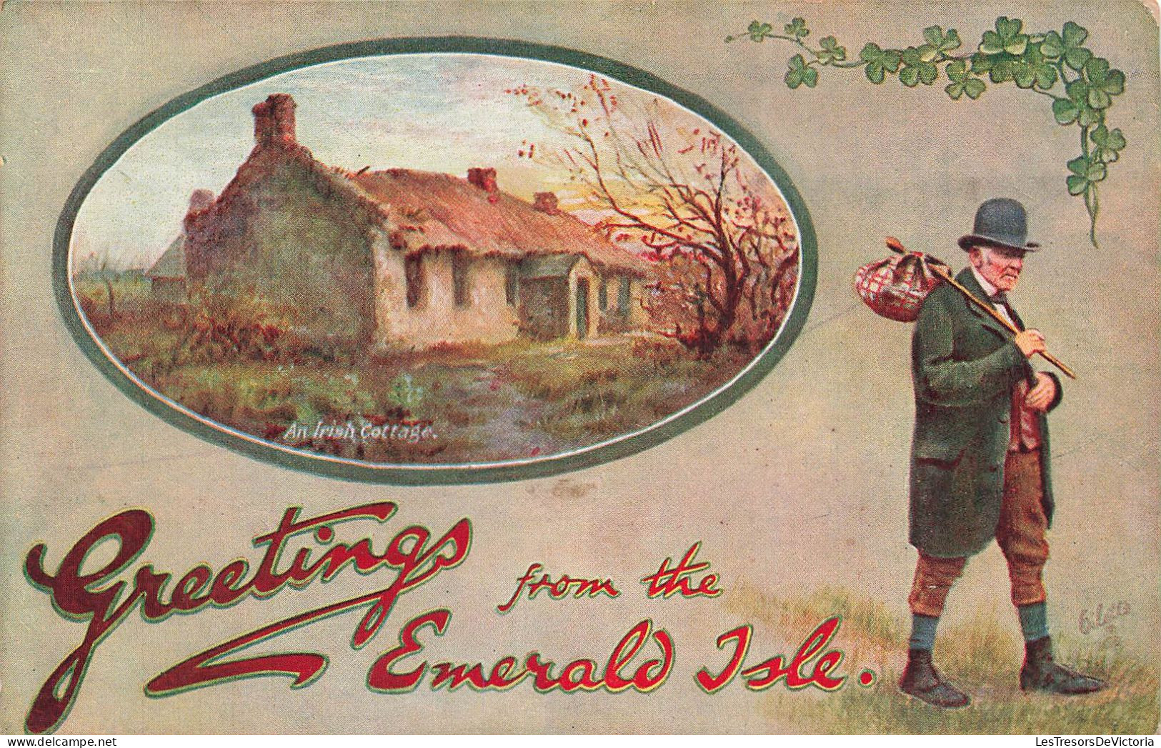 FANTAISIES - Greetins From The Emerald Isle - Colorisé - Carte Postale Ancienne - Uomini