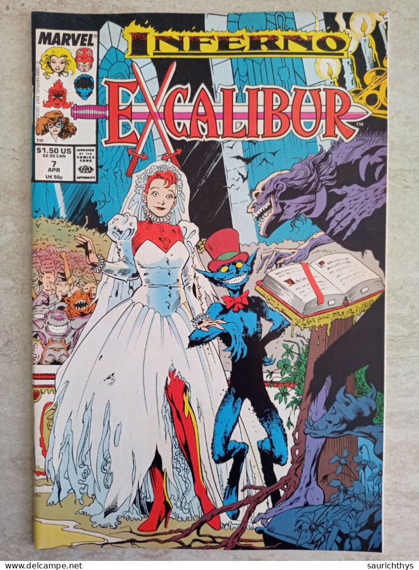 Fumetto Marvel Excalibur 1989 Comics 7 Apr Inferno - Ottime Condizioni - Marvel