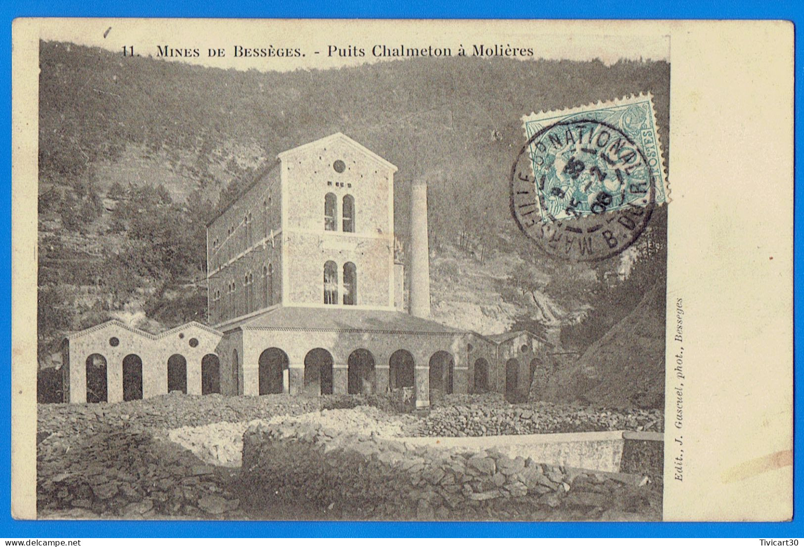 CPA GARD (30) - MINES DE BESSEGES - PUITS CHALMETON A MOLIERES - Bessèges