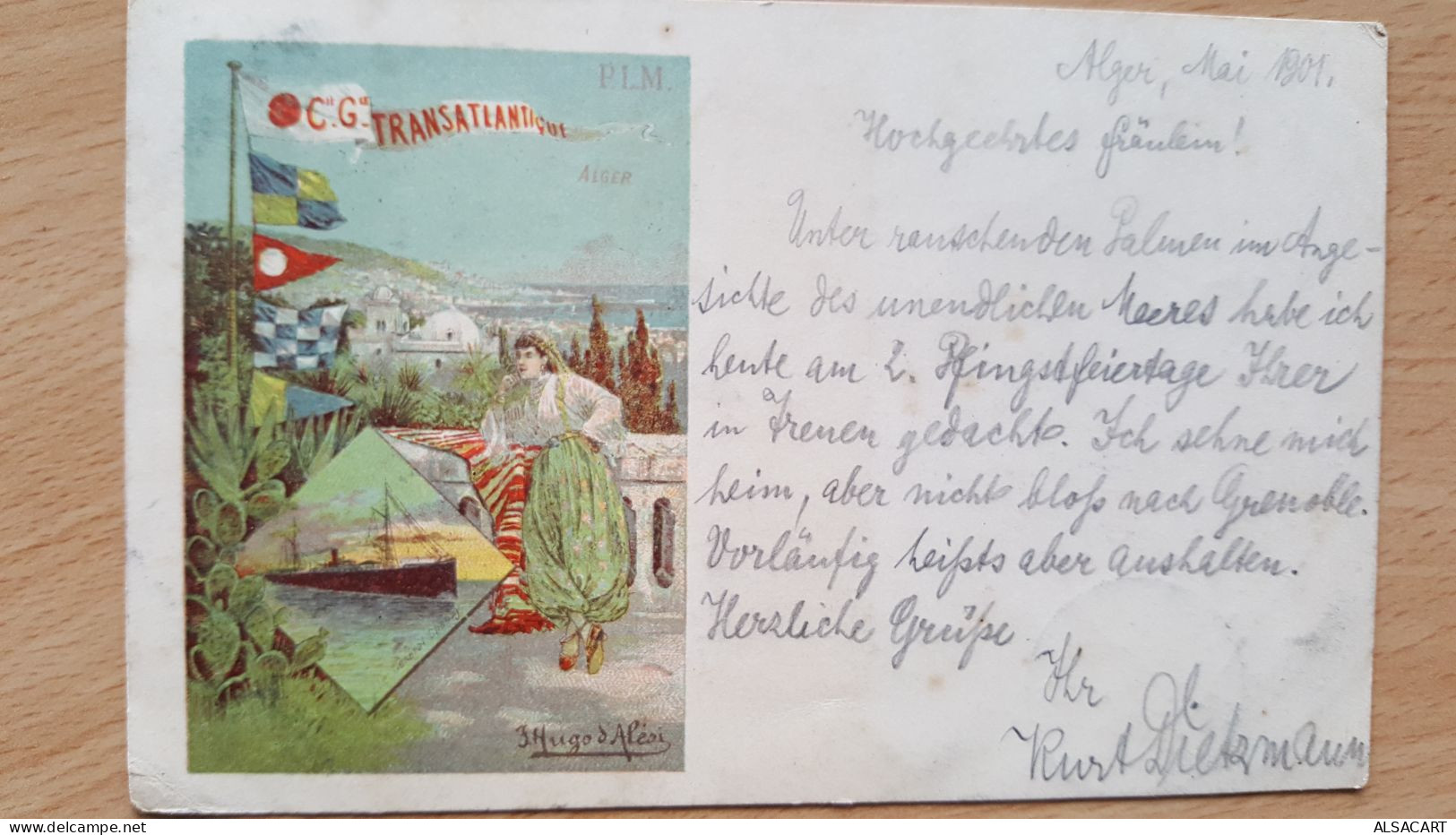 C Ie Transatlantique Plm Alger ,  Arrivée Riesa  1901 , Hugo D'alesi - Autres & Non Classés