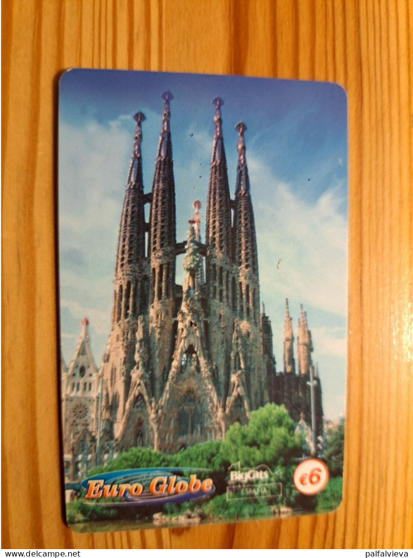 Prepaid Phonecard Spain, Euro Globe - Barcelona, Sagrada Familia - Autres & Non Classés
