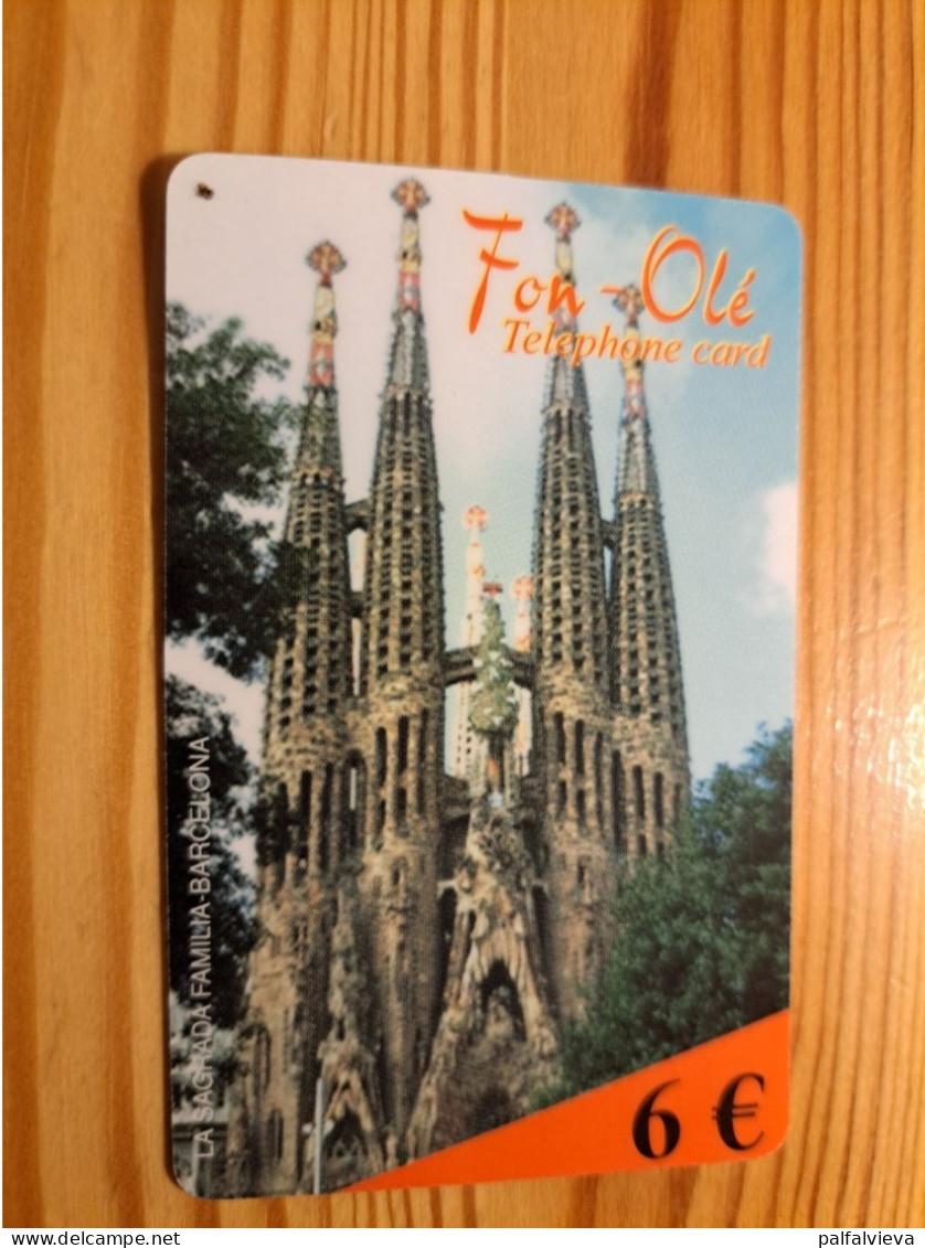 Prepaid Phonecard Spain, Fon Olé - Barcelona, Sagrada Familia - Autres & Non Classés