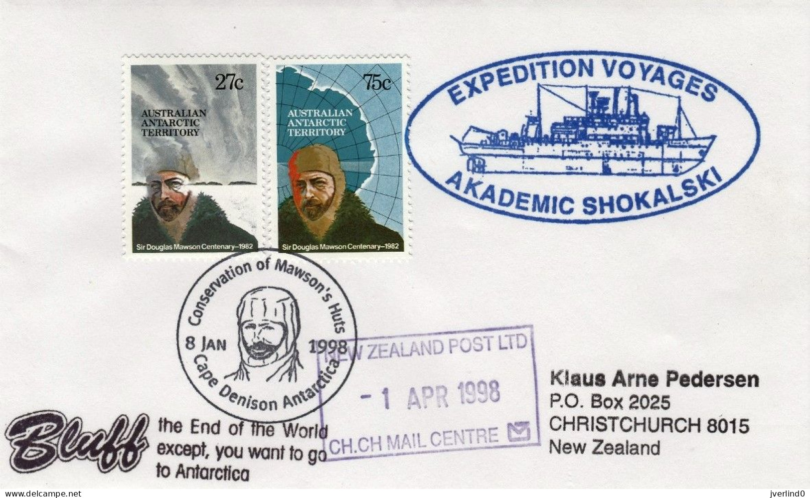 Australian Antarctic Cape Denison Mawson's Hut 1998 + Akademic Shokalski - Covers & Documents