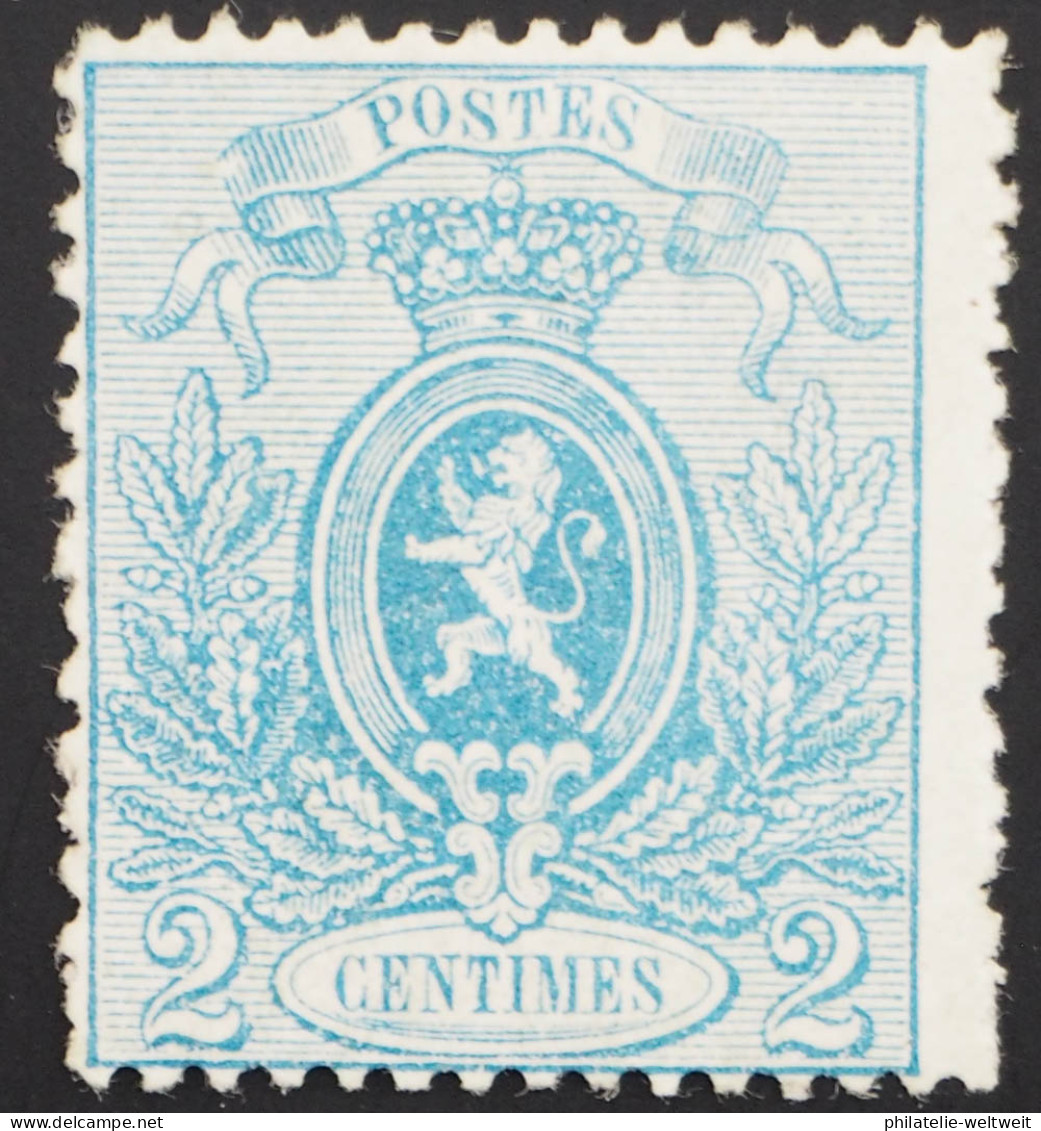 1867 Belgien, 2 C Blau Gez. 14 1/2 : 14, *, Feinst, MiNr. 21 Aa, ME 220,- - 1866-1867 Blasón