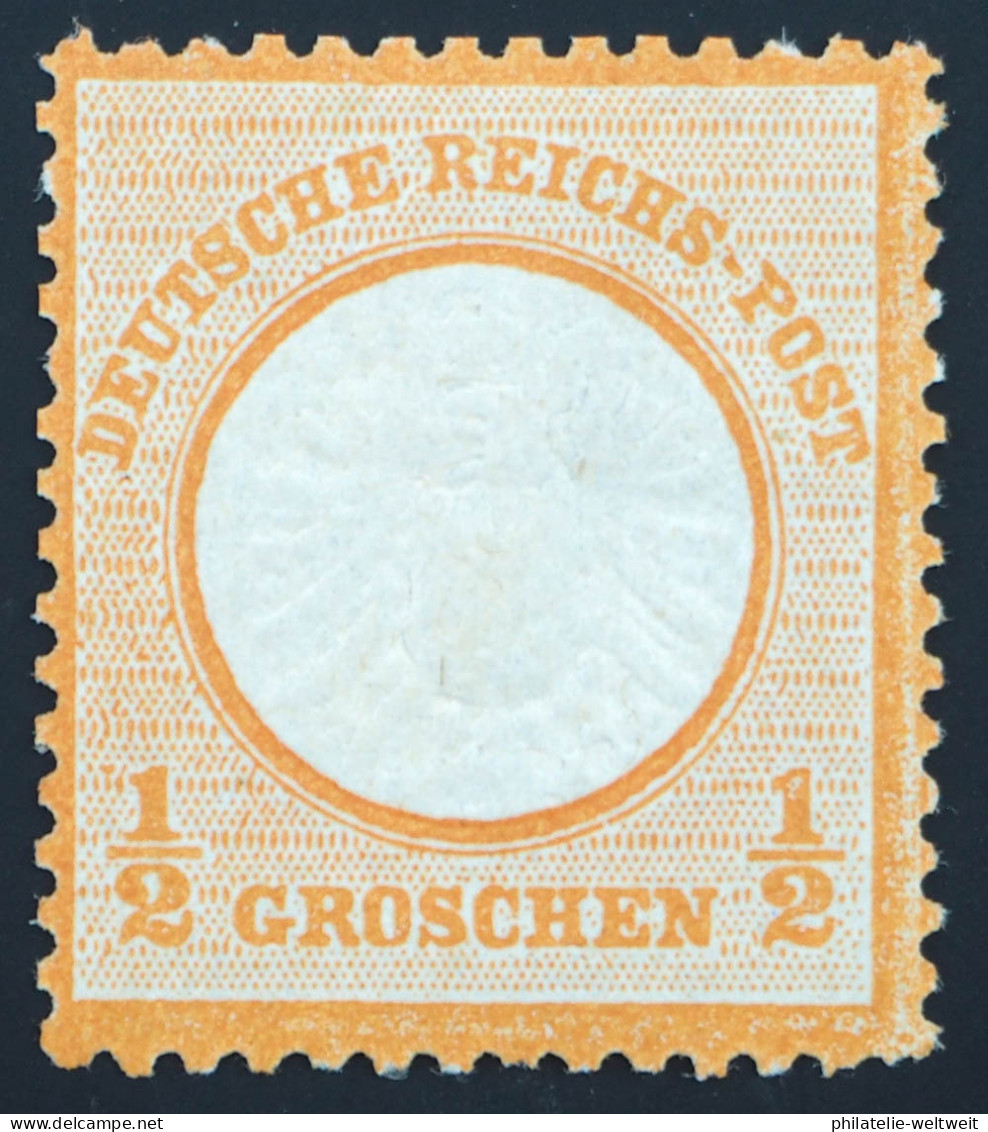 1872 DR, 1/2 Gr. Großes Schild, *, Rauhe Zähnung, MiNr. 18, ME 50,- - Neufs