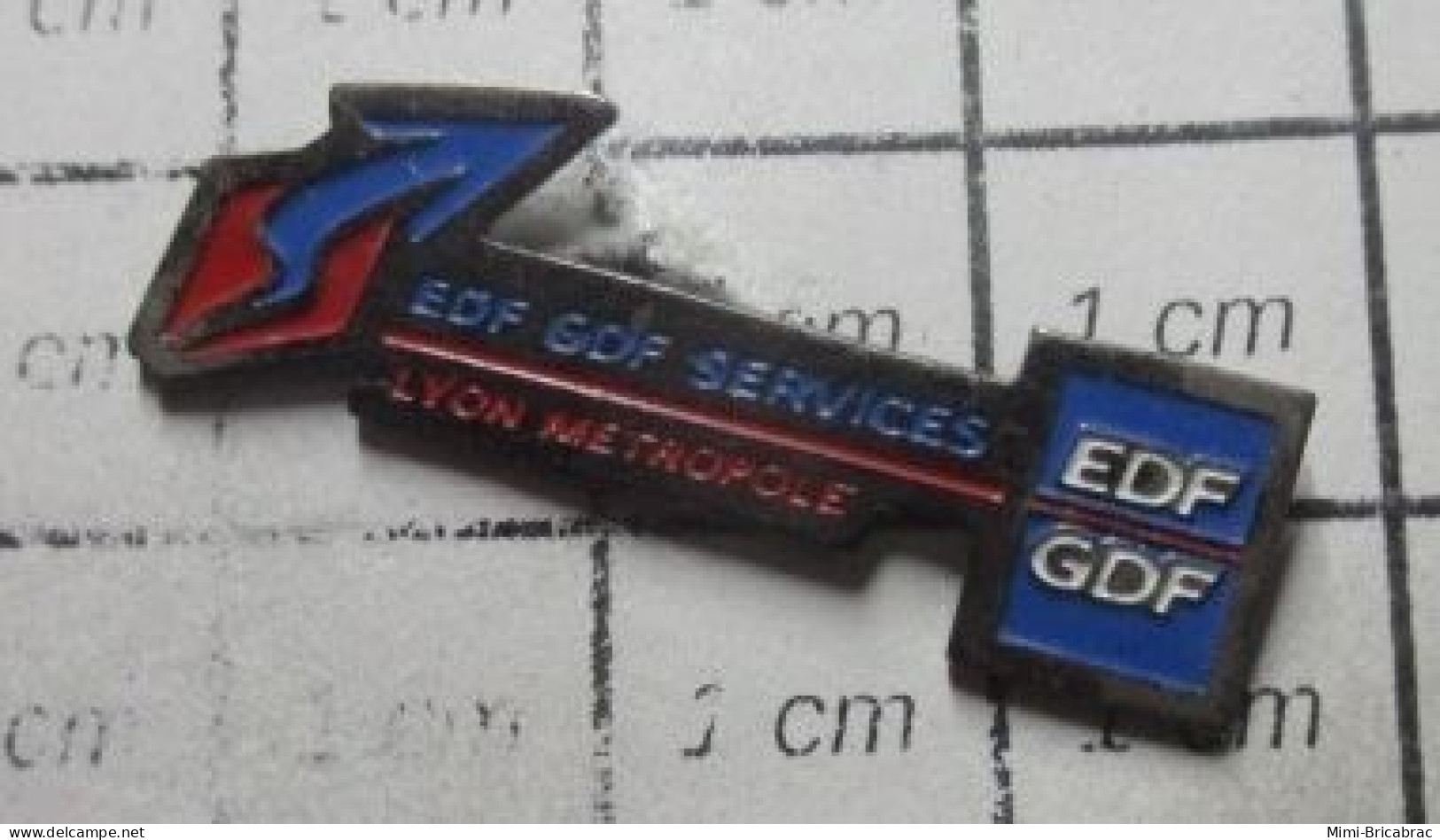 918c Pins Pin's / Rare & Belle Qualité EDF GDF / SERVICES LYON METROPOLE - EDF GDF