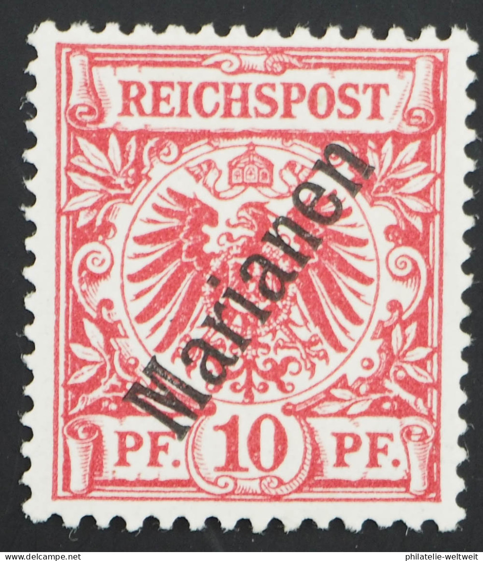 1900 Marianen, 10 Pf Adler Mit Steilem Aufdruck, Ungebraucht, MiNr. 3 II, ME 25 - Mariannes