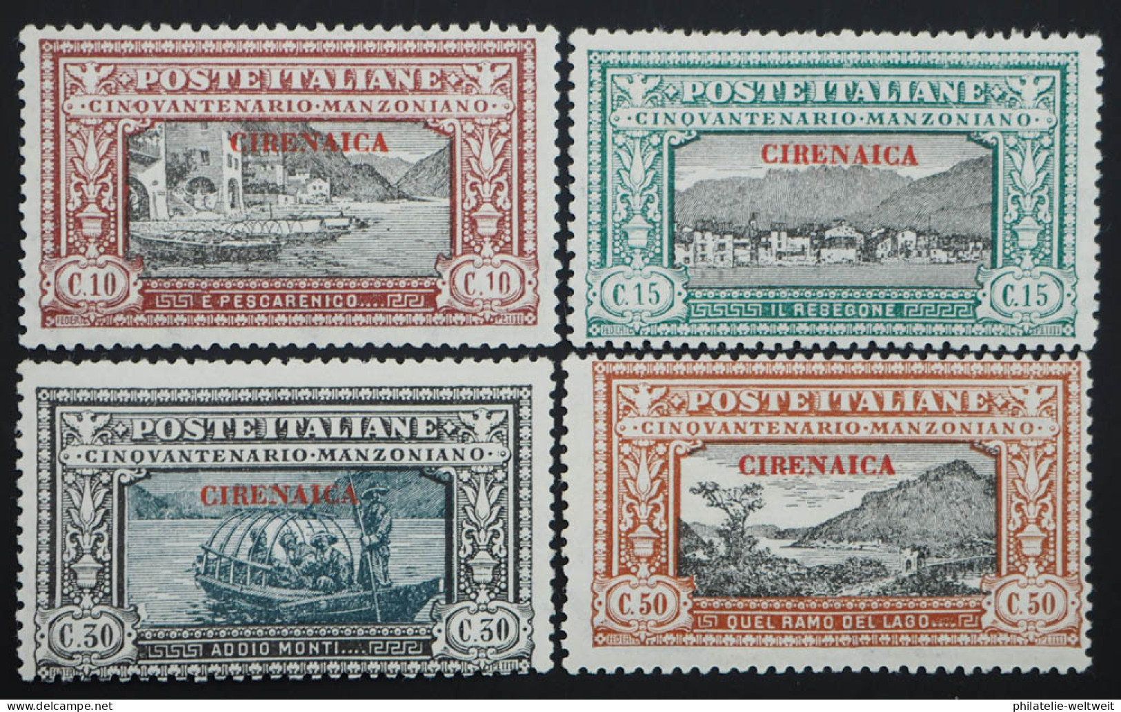 1924 Italienisch-Cyrenaica, 4 Werte Manzoni, Ungebraucht, MiNr. 11/14, ME 40,- - Cirenaica