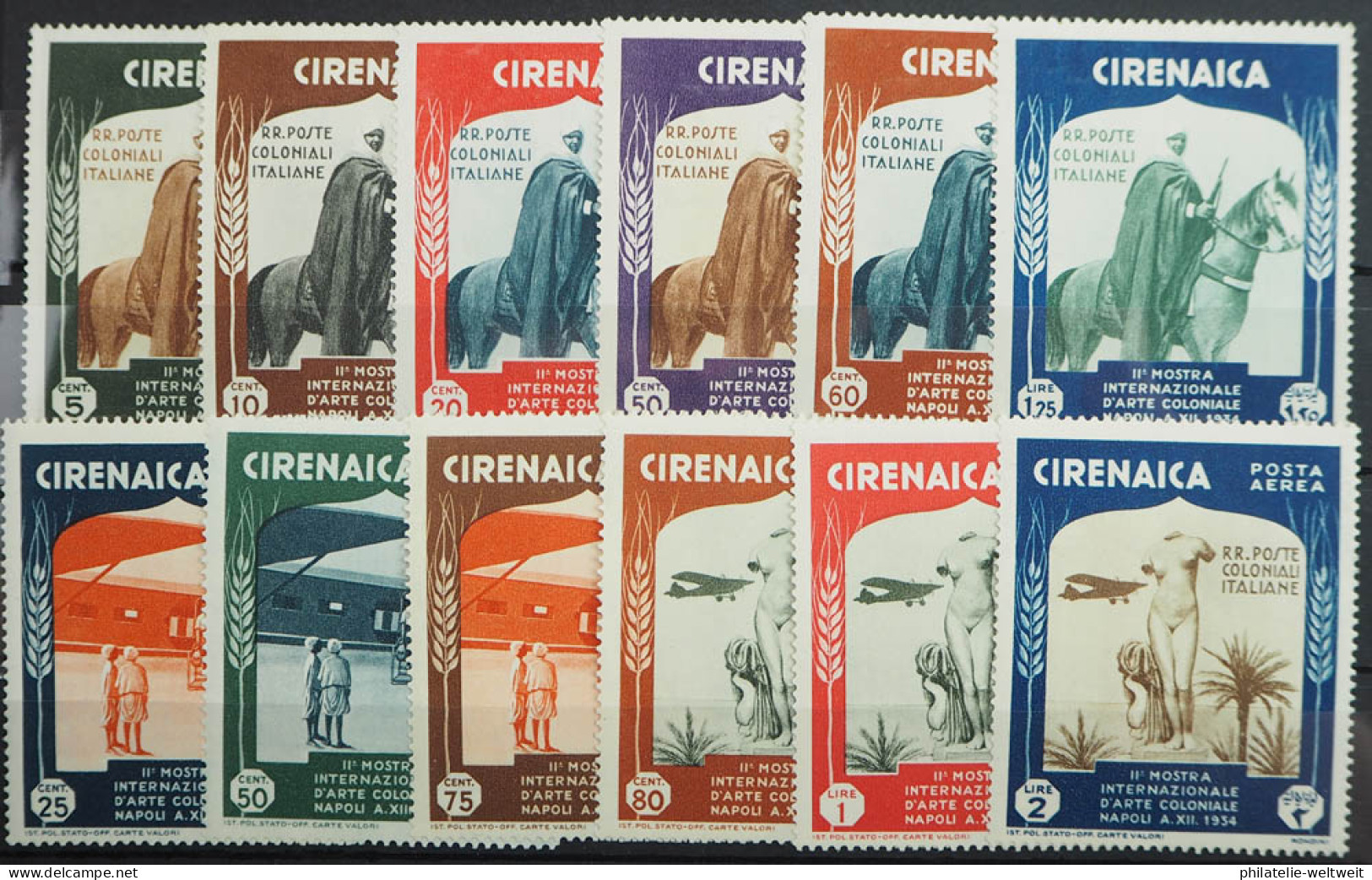 1934 Italienisch-Cyrenaica, Serie Kolonial-Ausstellung, *, MiNr. 115/26, ME 60,- - Cirenaica