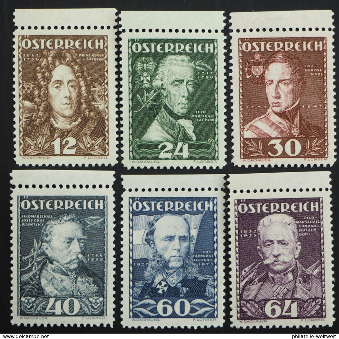 1935 Österreich, Serie Heerführer, Postfrisch, MiNr. 617/22, ME 180,- - Ungebraucht