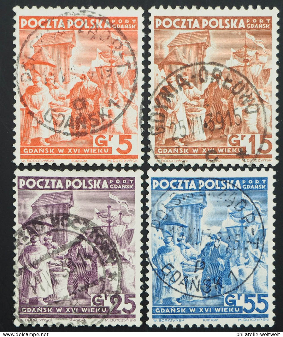 1938 Port Gdansk, Serie Gründung Der Republik, Gestempelt, MiNr. 34/27, ME 110,- - Port Gdansk