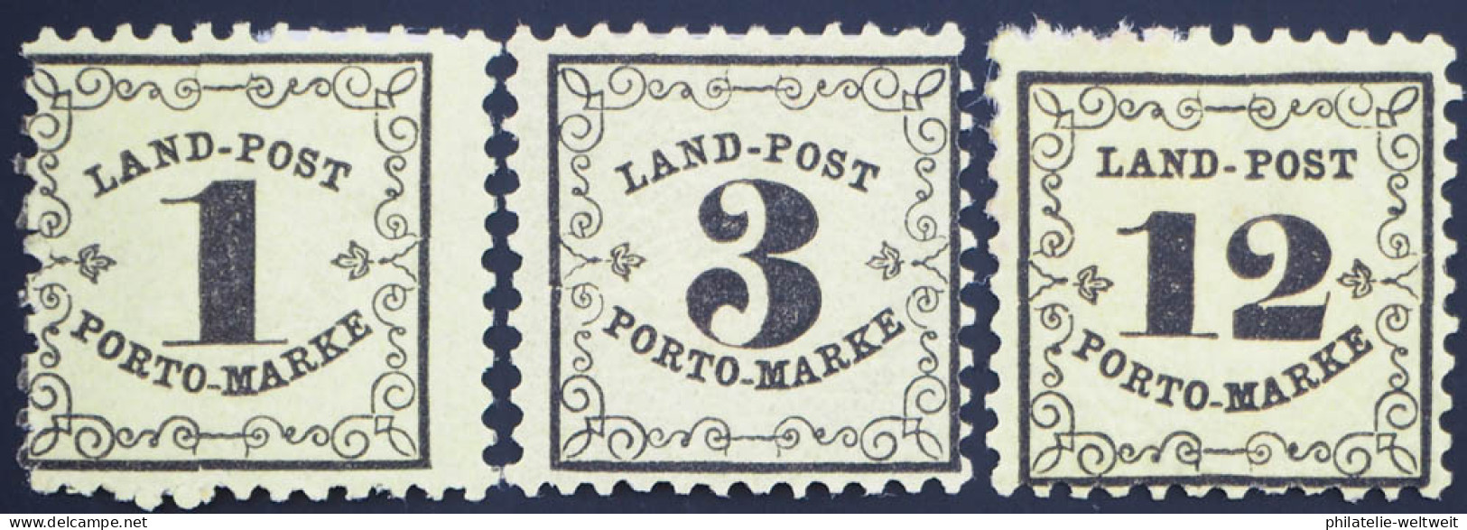 Baden, 1-12 Kr. Schwarz/gelb, Ungebrauchter Satz Landpost, Feinst, MiNr. 1x/3x - Nuevos