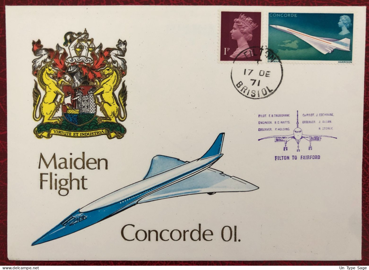 Grande-Bretagne, Enveloppe Commémorative CONCORDE - 17.12.1971 - (B3480) - Brieven En Documenten