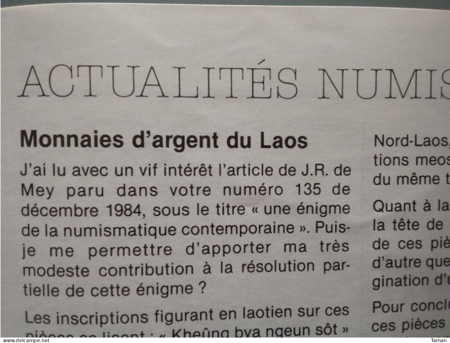 Numismatique & Change - Monnaies Fausses - Laos - Dater Les Monnaies Antiques - Namur - Le Millésime - Französisch