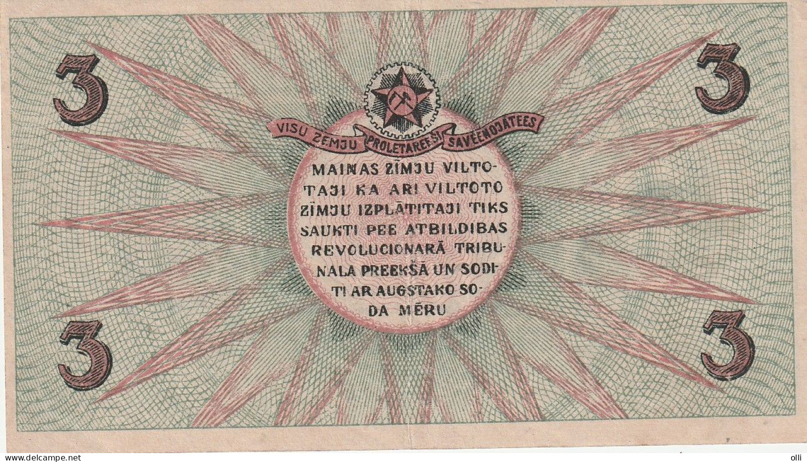 LATVIA. 3 Rubli.  1919  P-R2. VF - Lettland