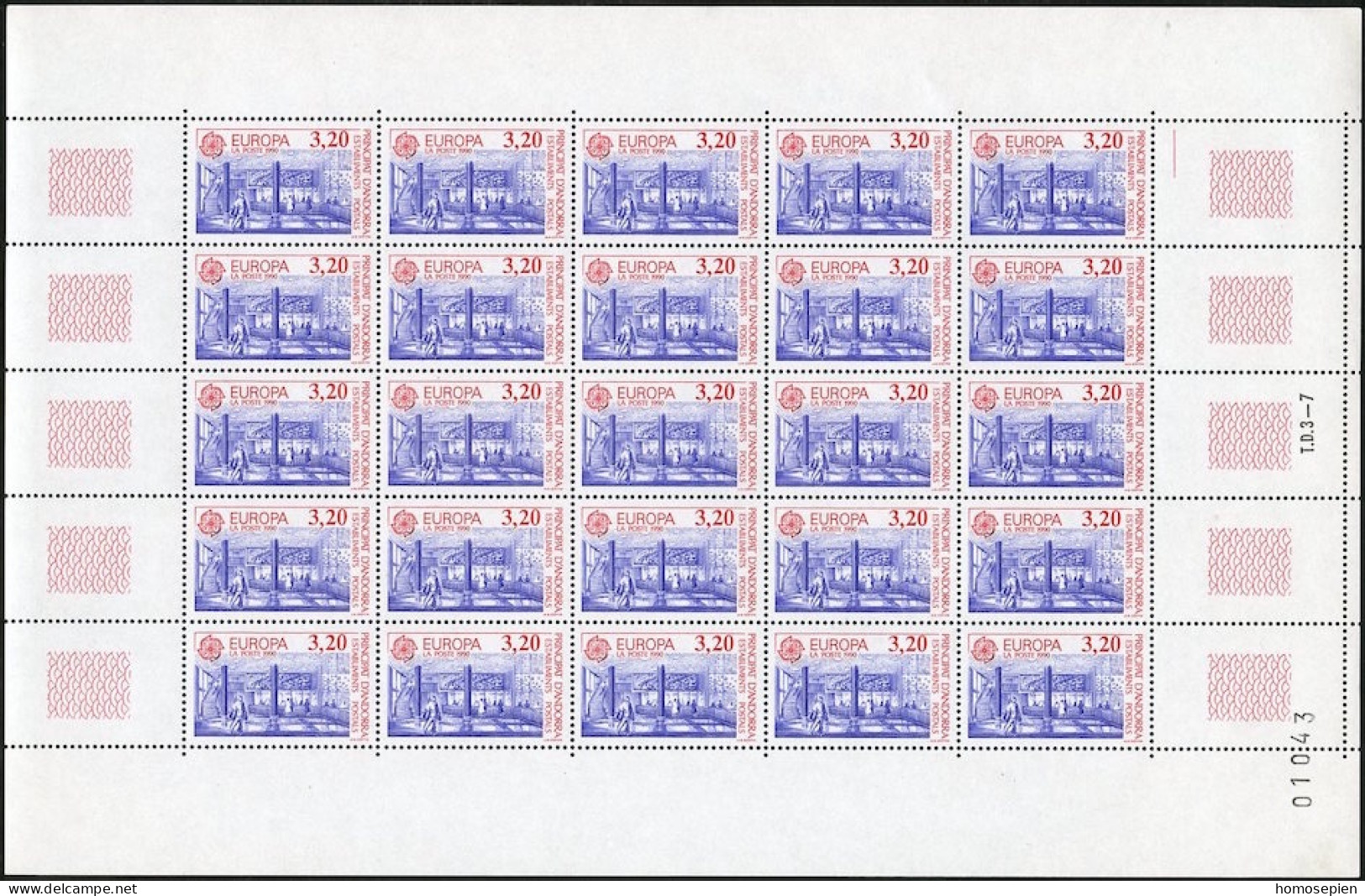 Andorre Français - Andorra Bloc Feuillet 1990 Y&T N°F388 à F389 - Michel N°KB409 à KB410 *** - EUROPA - Blokken & Velletjes