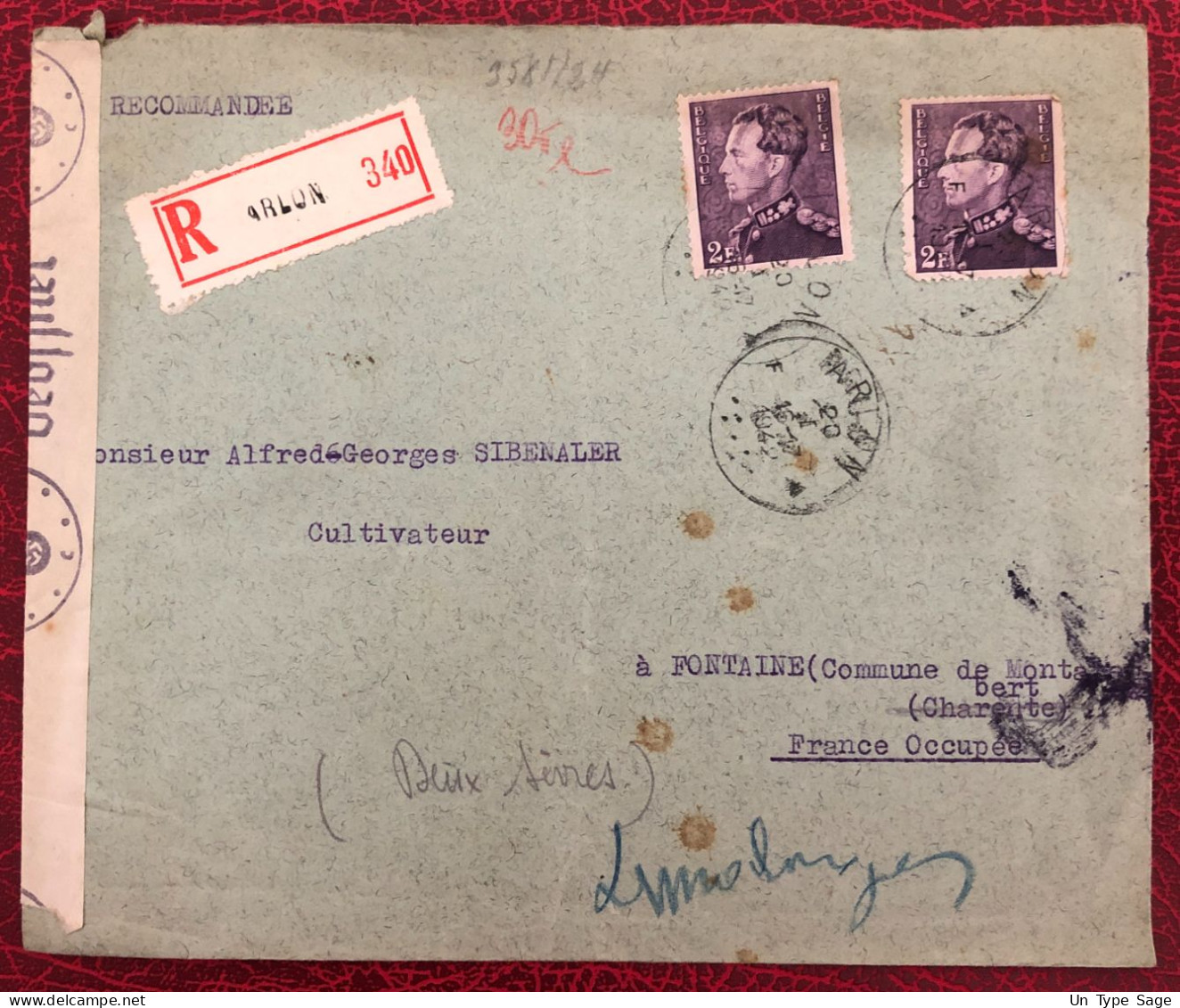 Belgique, Divers Sure Enveloppe D'Arlon 20.1.1942 + Censure - (B3493) - Guerre 40-45 (Lettres & Documents)