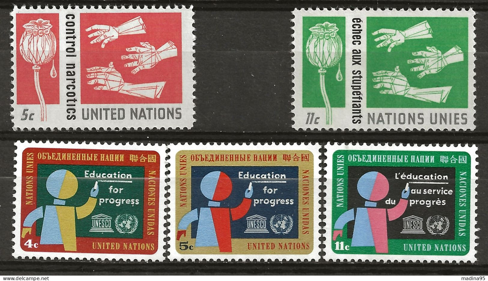 NATIONS-UNIES - NEW-YORK: **, N° YT 127/128 Et 130/132, TB - Unused Stamps