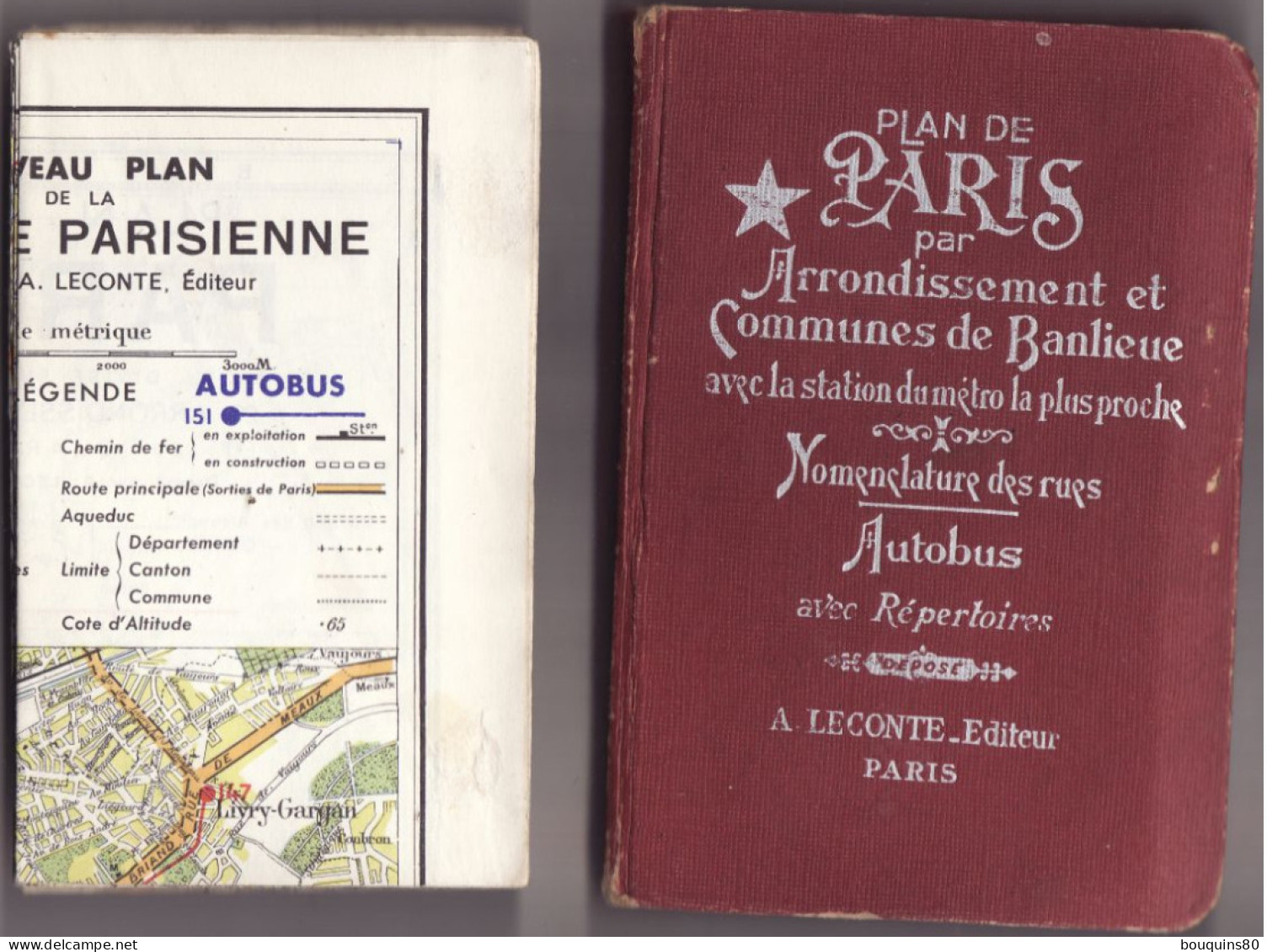PLAN DE PARIS Par RRONDISSEMENT ET COMMUNES DE BANLIEUE Avec Plan De A. LECONTE 1961 - Ile-de-France