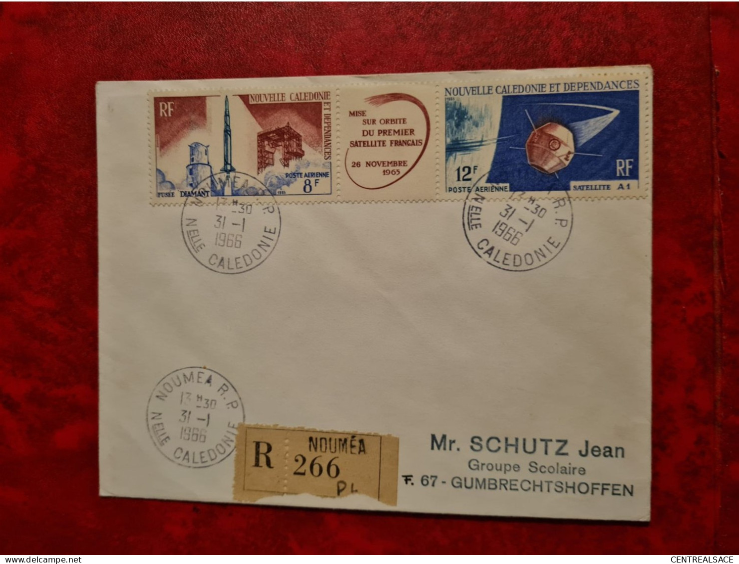 1966 NOUVELE CALEDONIE RECOMMADE  NOUMEA  1ER SATELLITE FRANCAIS - Lettres & Documents