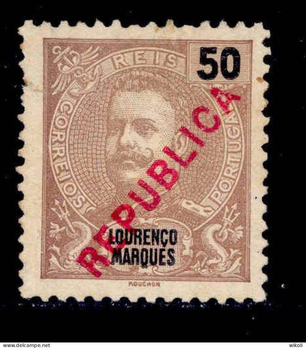 ! ! Lourenco Marques - 1917 King Carlos Local Republica 50 R - Af. 148 - No Gum - Lourenzo Marques